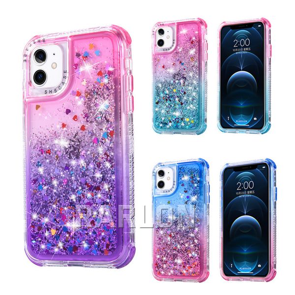 Bling Sıvı Glitter Quicksans ve Telefon Kılıfları Hibrit Açık Ağır Dereceli Zırh Şok geçirmez Koruma Kapağı İPhone 14 Pro Max 13 13 PRO 12 11 XR XS 6 7 8 Plus