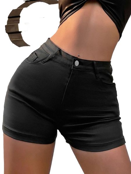

apperloth a dual pocket back pu leather shorts k6ku#, White;black