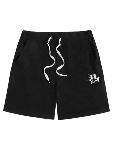 

men cartoon graphic drawstring waist shorts f3gz#, White;black
