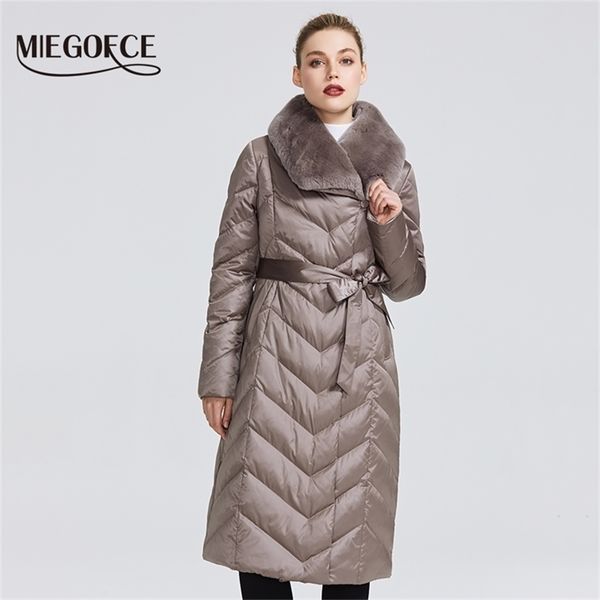 

miegofce collection women's jacket with rabbit collar women winter coat unusual colors that a windproof winter parka 201214, Black