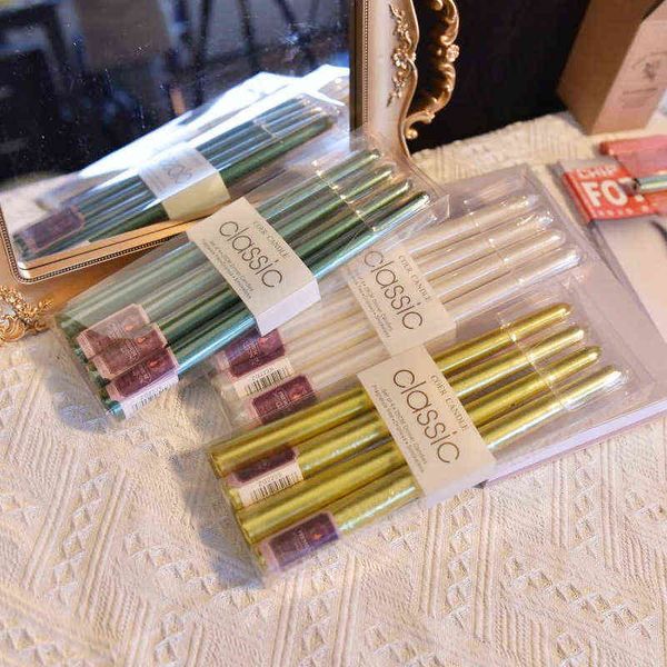 

factory outlet 4 sets of 10 inch electroplated colored european style long pole candles christmas wedding cone romantic decoration
