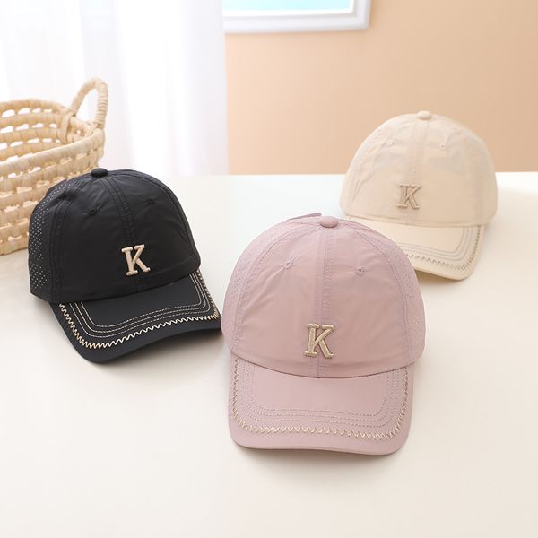

fashion summer baby baseball cap for child letter k embroidery hats kids boys girl hip hop sun caps toddler children adjustable cap 3-8y, Yellow