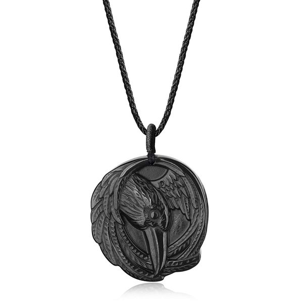 

pendant necklaces raven obsidian stone necklace for men women amhai, Silver