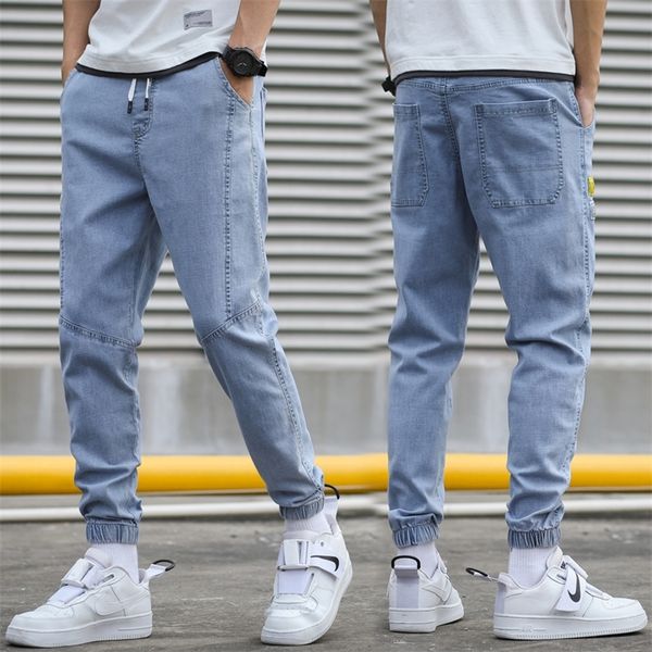 

hiqor brand men's jeans harem denim cargo pants streetwear jogger hip hop cotton trousers male blue oversized 5xl 4xl 220504