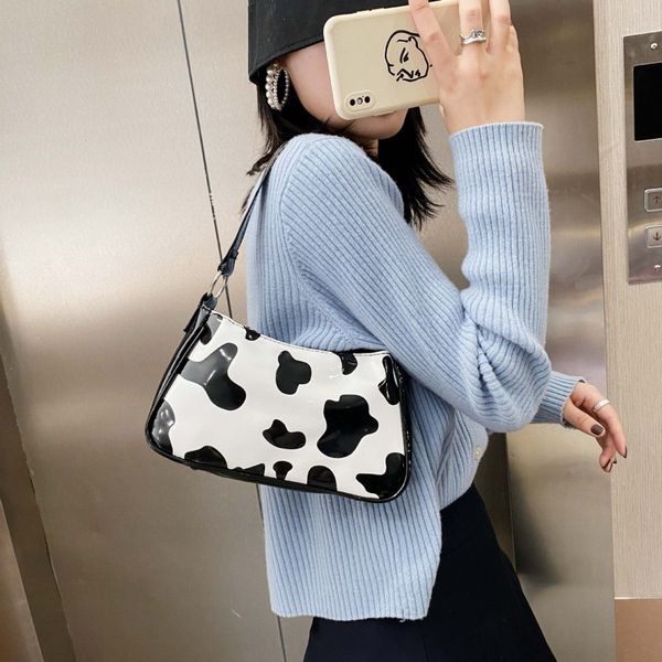 

milk cow grain bright bread bag female ins shoulder pu handbag fashion baguette armpit bag