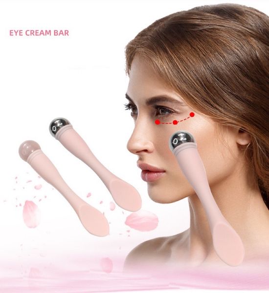 

natural jade roller for eyes new arrival face massager silicone holder with stainless steel eye cream spoon