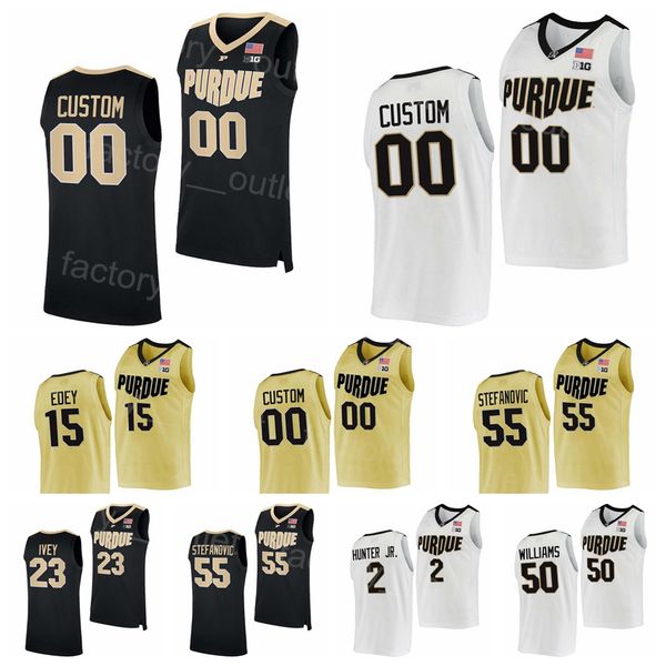 

ncaa college purdue boilermakers basketball 23 jaden ivey jersey 15 zach edey 50 trevion williams 55 sasha stefanovic 0 mason gillis 2 eric, Black