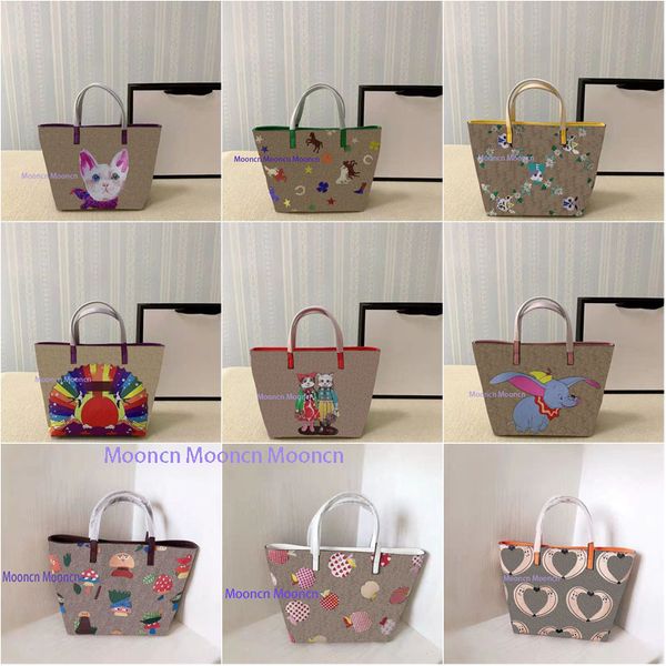 

410812 tote bag women handbag classic letter print flowers pattern shopping bag canvas handbags leather shoulder purse interior pocket large