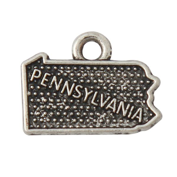 

wholesale antique silver plated pennsylvania state map alloy charms 12*16mm 50pcs aac1189, Bronze;silver