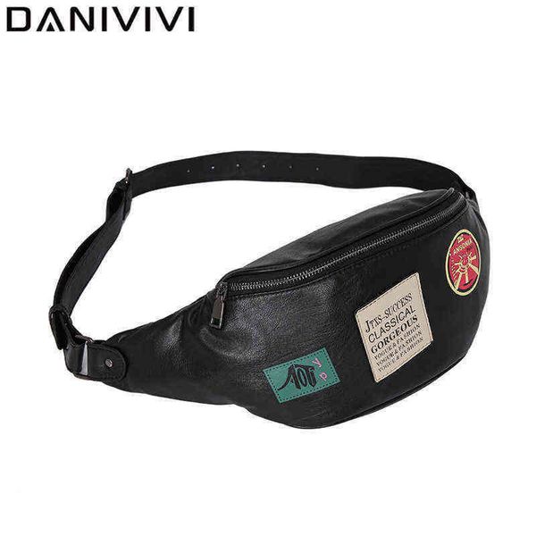 

korean style waist bag men streetwear bum leather belt crossbody s fashion male packing wallet phone pouch 220610