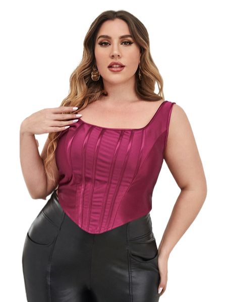 

plus asymmetrical hem satin tank e3pg#, Black