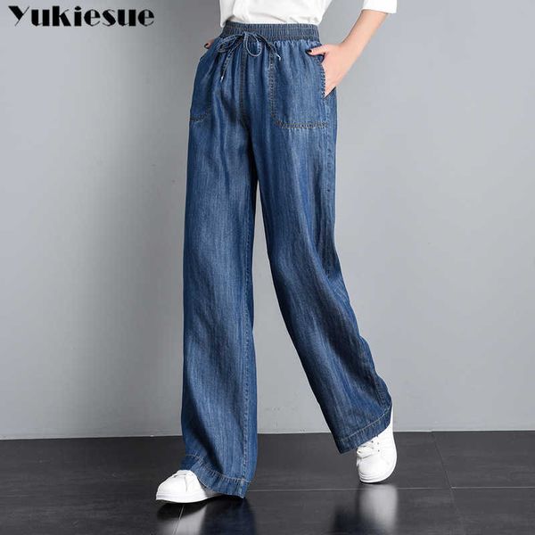 Jeans Donna Tempo libero Allentato Vita alta Retro Gamba larga Donna Jean Stile coreano Allmatch Semplice Lunghezza intera Trendy Chic Cerniera Fly 210608