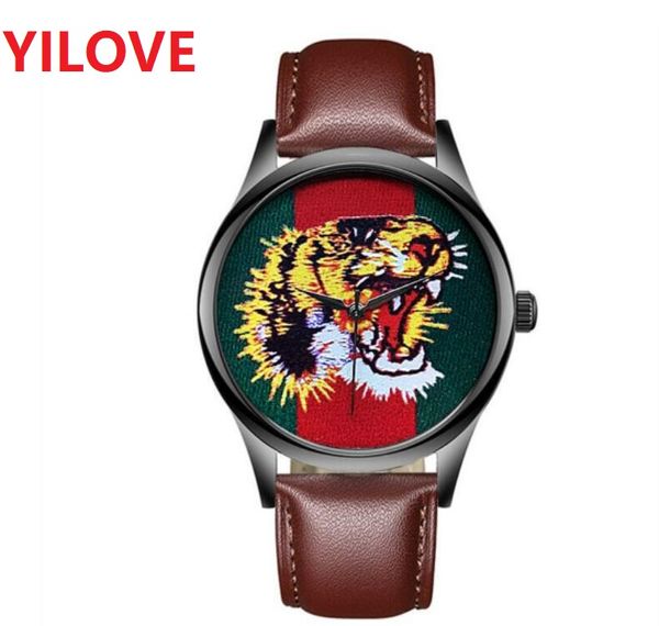 Top-Modell Frauen Männer Dame Quarzuhren 40mm 45mm Casual Biene Tiger Schlange Skelett schwarz rot weiß Lederarmband Uhr Luxus weibliche Geburtstagsgeschenke Armbanduhren