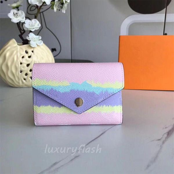 

coin holder card case wallet 2021 tie dye latest contrast color bag women fashion designer summer gradient clutch wal258u, Red;black