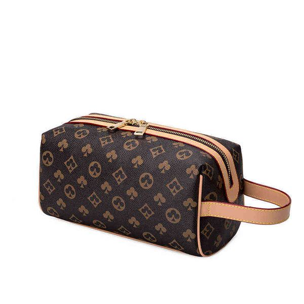 

cosmetic bag large capacity portable simple printing storage bag men and women portable cylinder bag handbag 220713