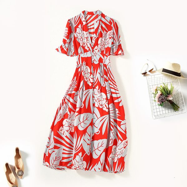 

casual dresses dress summer women's dress elegant temperament broken flower medium length skirt slim mulberry silk aan7, Black;gray