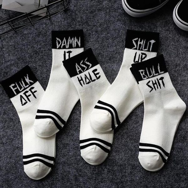 Männer Socken Sommer Mann Reine Baumwolle Weiß Schwarz Rot Farbe Brief Streifen Muster Unisex Mode Coole Lustige Frauen Straße sport SoxMen's