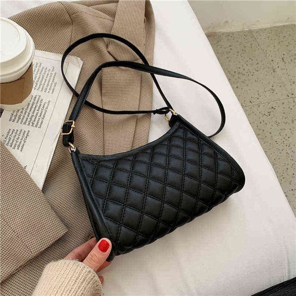 

small square plaid large capacity quilted women's crossbody bag messenger fashion simple solid color bag crossbody y220425