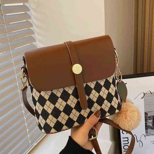 HBP Crossbody Bag Diamond Grid Plaid Pu Leather s para mujeres Contraste Color Bucket Shoulder Ladies Small Monederos y bolsos 220727