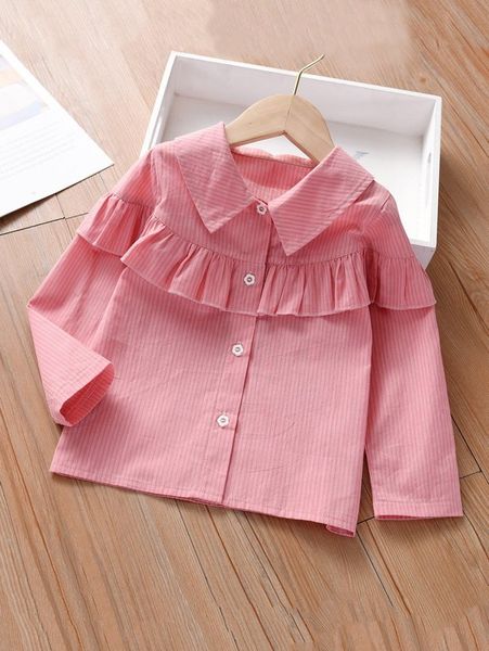 

toddler girls striped ruffle trim blouse she, White;black