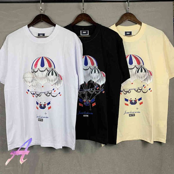 

t shirt kith 22ss air balloon kith t-shirt men women fashion casual loose women's men's t harajuku, White;black