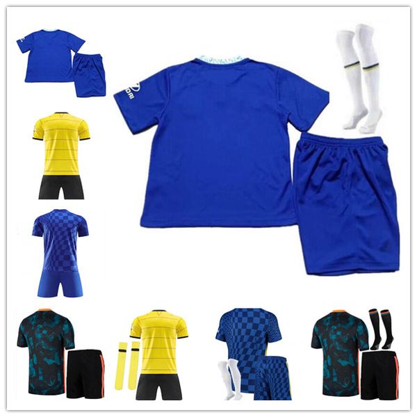 

thailand 21 22 23 werner havertz chilwell ziyech soccer jerseys 2021 2022 2023 pulisic football shirt kante mount 4th men kids set kits, Black;yellow