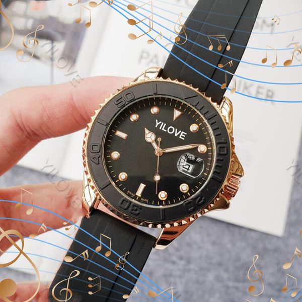 Классические мужские роскошные кварцевые часы резиновые браслет для сгиба
