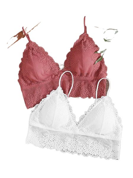 

2pack floral lace bra set v8or#, Black;red