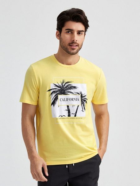 

men letter and tropical print 21km#, White;black