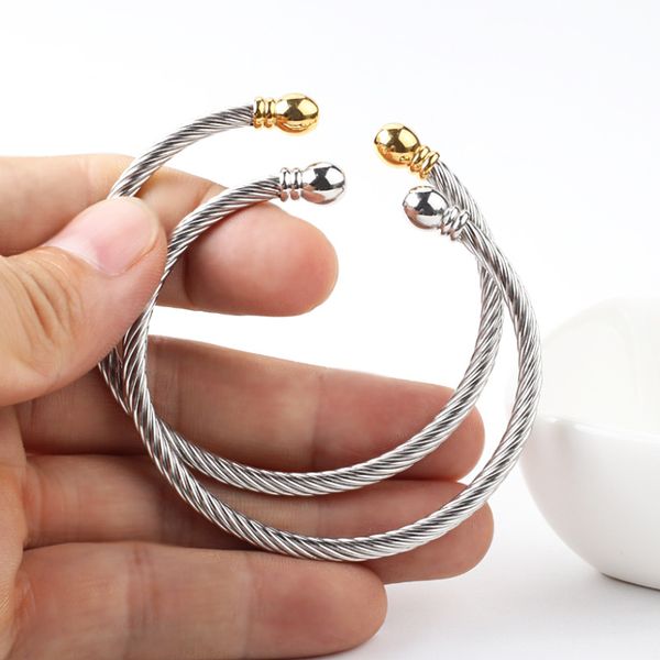 

design bangle round head open female twisted wire love gold head bracelet 18k boutique, Black