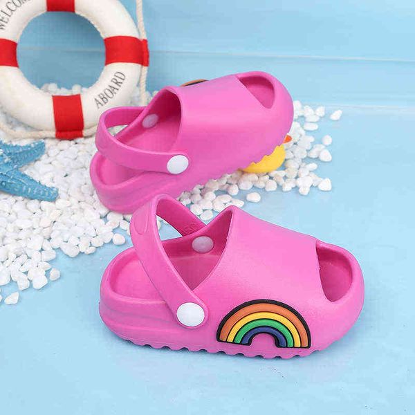 

summer kids shoes for girl sandals baby toddler non-slip boys fashion beach slides bone resinchildren lightweight water shoes g220523, Black;red