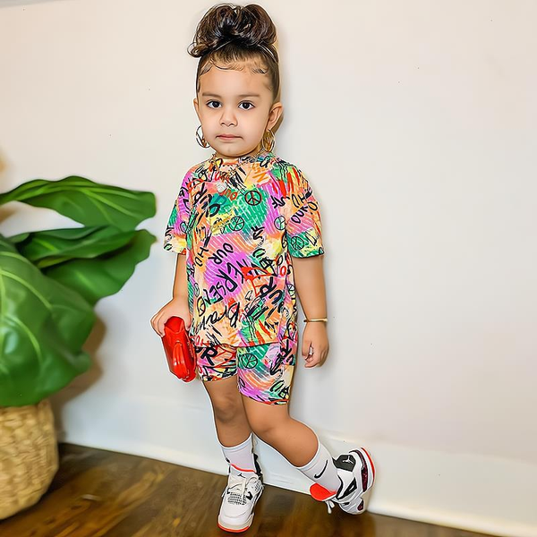 

baby girl summer clothing sets short sleeve rainbow color shorts kids casual clothes childrens girls 2pcs outfits 8y, White