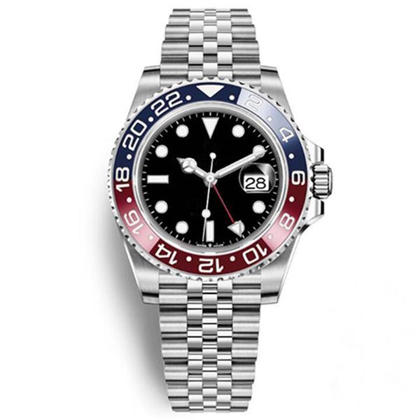 

classic men's watch blue red ceramic bezel stainless steel pepsi watch automatic movement limited anniversary master montre f250q, Slivery;brown
