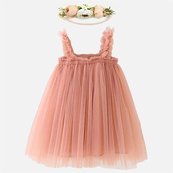 

lzh summer baby girls dresses for casual floral tutu princess infant 1st birthday party born clothes 220426, Red;yellow