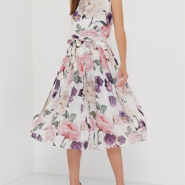 

s.flavor women summer o neck sleeveless dres floral print vintage midi vestidos de bohemian style a-line sundress female 220516, Black;gray