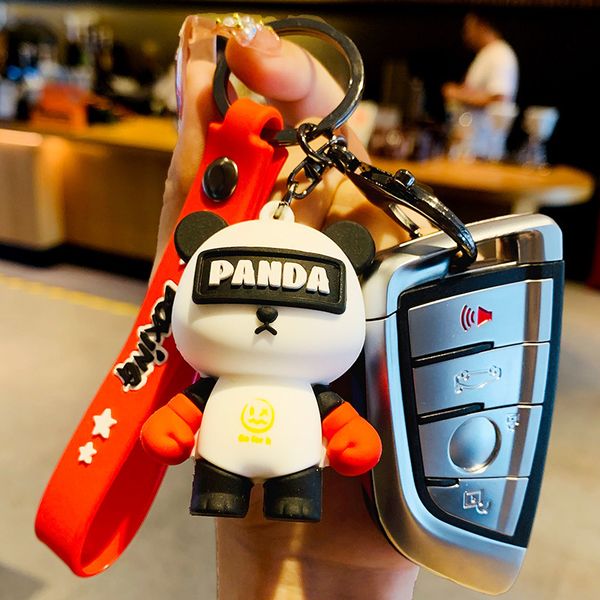

popular fashion panda key ring chain shellhard cute cartoon panda bag pendant keychain keyring, Silver