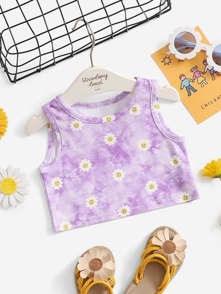 

baby floral & tie dye print tank she, Blue