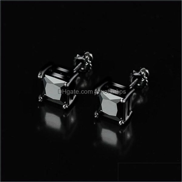 

stud vintage female small crystal stone earrings black gold color for women trendy square zircon wedding earringsstud jewelshops dhghk, Golden;silver