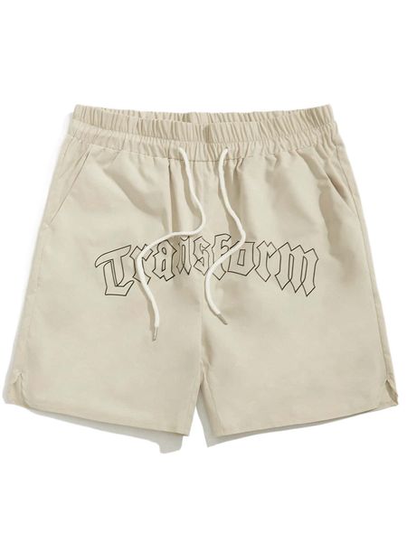 

romwe guys letter graphic drawstring shorts u0ma#, White;black