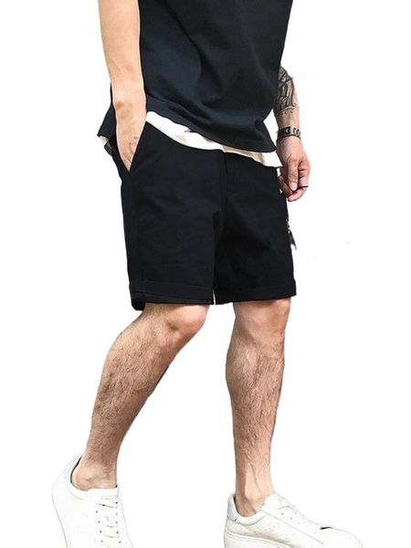 

men solid slant pocket shorts 41zd#, White;black