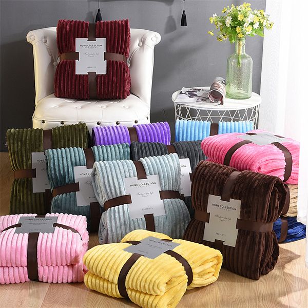 Fleece-Überwurfdecke, leichte Mikrofaser-Flanell-Decke, Anzug für Couch, Sofa, Bett, gestreift, Überwürfe, Decken, mehrere Größen