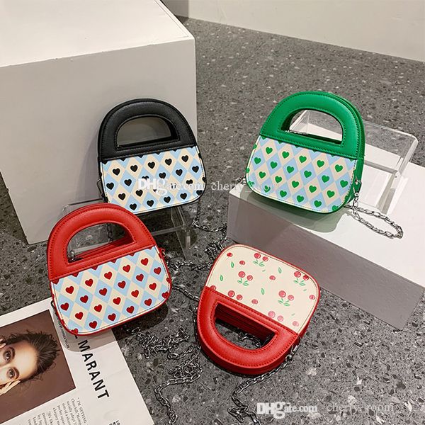 

girls princess handbags 2022 kids love heart mini one shoulder bags children love printed candy girl cross-body bag f1370, Black
