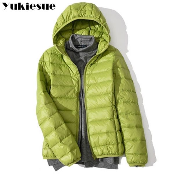 90 Weiße Entendaunen Winterjacken Damen Slim Parkas mit Kapuze Jacken Damen Warme Parkas Mantel Mädchen Daunen Leichter Damenmantel 210412