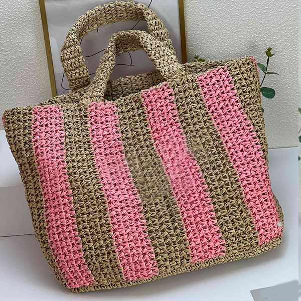 

hollow out straw tote bag women handbag lafite grass weaving shopping bags shoulder handbags high capacity quality purse classic letter prin