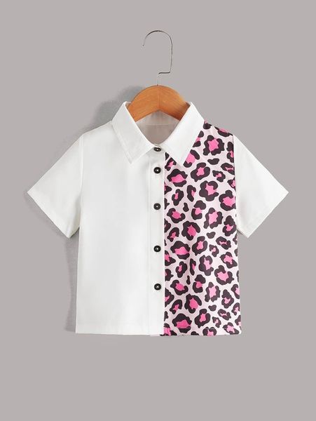 

toddler girls contrast leopard blouse she, White;black
