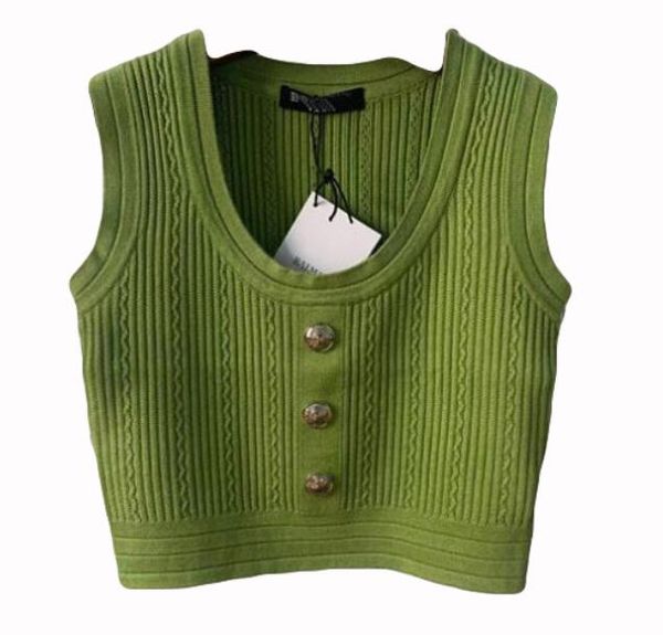 

women's knits vest knitwear t shirt for women crew scoop neck sleeveless knitting short ins tees cotton sling exposed navel with buckl, White