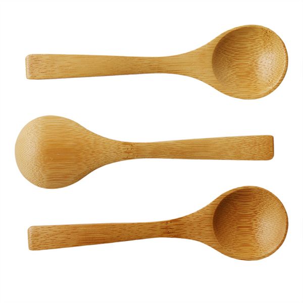 15x4cm Japão estilo de bambu natural colher de madeira mini utensílio de cozinha redondo utensílios de chá sopa de chá de chá lx5013