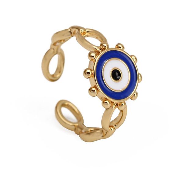 

turkish evil eye rings for women girls blue eyes finger ring adjustable open copper ring fashion jewelry, Silver