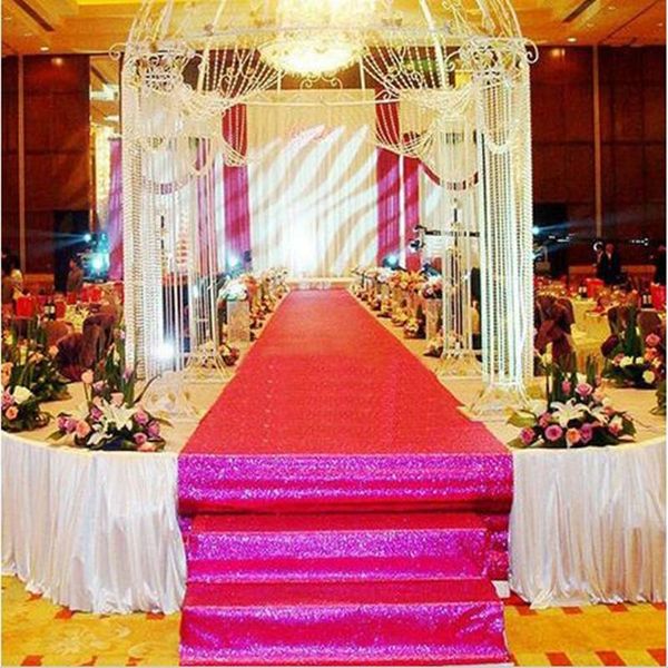 Tappeti Express 1MX10Meter Wedding Party Stage Glitter Decoration Mariage Shiny Nonwoven Rug Aisle Runner Oro Viola Bianco JS4Carpets