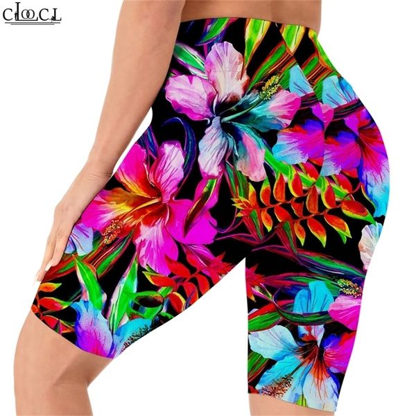 

beautiful colorful flowers leggings 3d pattern printed shorts women gym sweatpants for female biker sports shorts w220616, Black